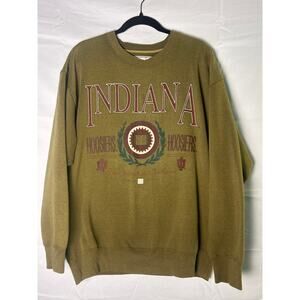 90s DANAGGERS Olive Green Crew Neck Indiana University Pullover Sweatshirt Large